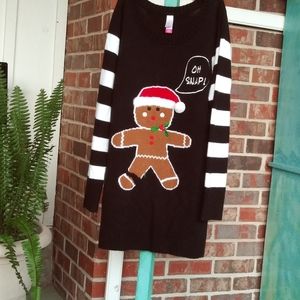 Gingerbread Man Long Sweater "Oh Snap"